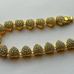 Fifth Avenue Strawberry Chain Gold Round Cut White Zircon Bracelet 8 inch